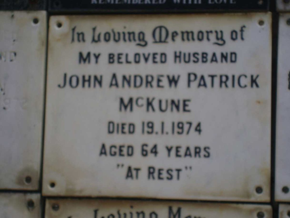 McKUNE John Andrew Patrick -1974
