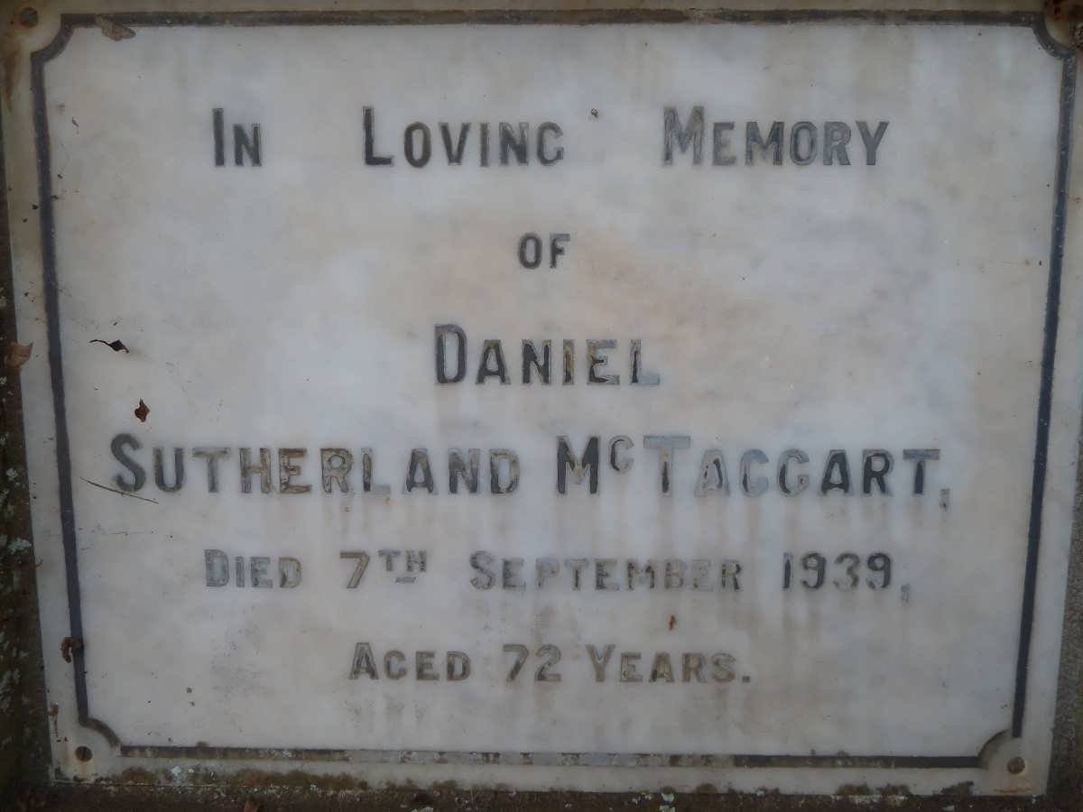 McTAGGART Daniel Sutherland -1939 