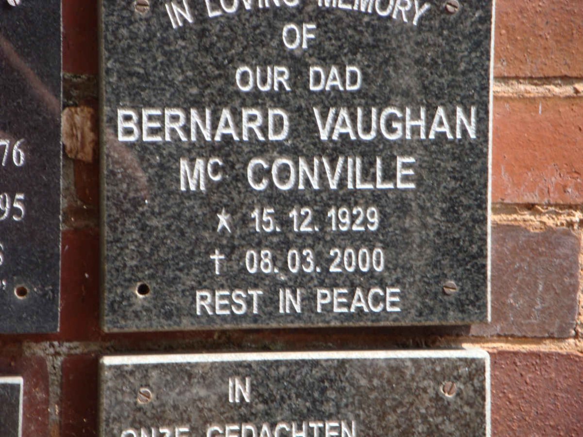 McCONVILLE Bernard Vaughan 1929-2000
