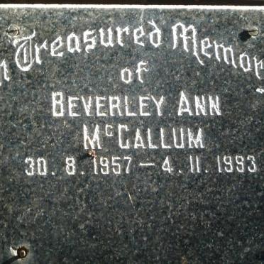 McCALLUM Beverley Ann 1957-1993