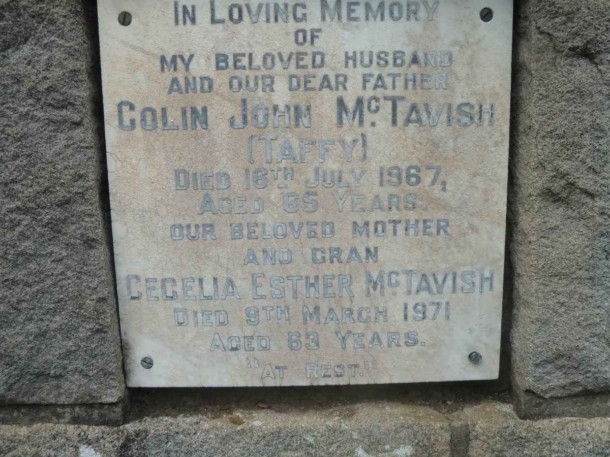 McTAVISH Colin John -1967 &amp; Cecelia Esther -1971