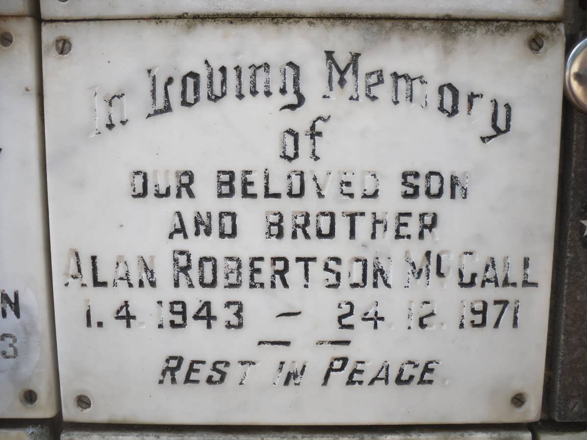 McCALL Alan Robertson 1943-1971