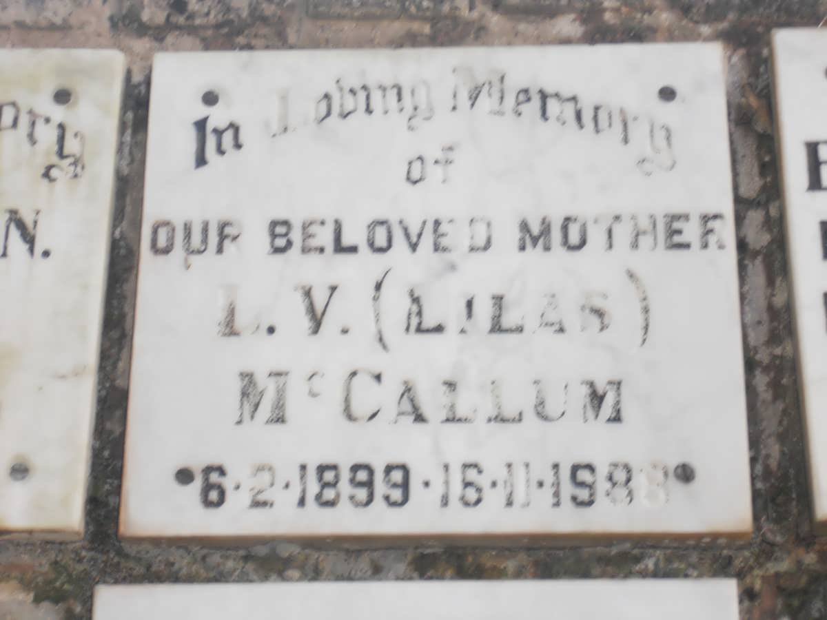 McCALLUM L.V. 1899-1988