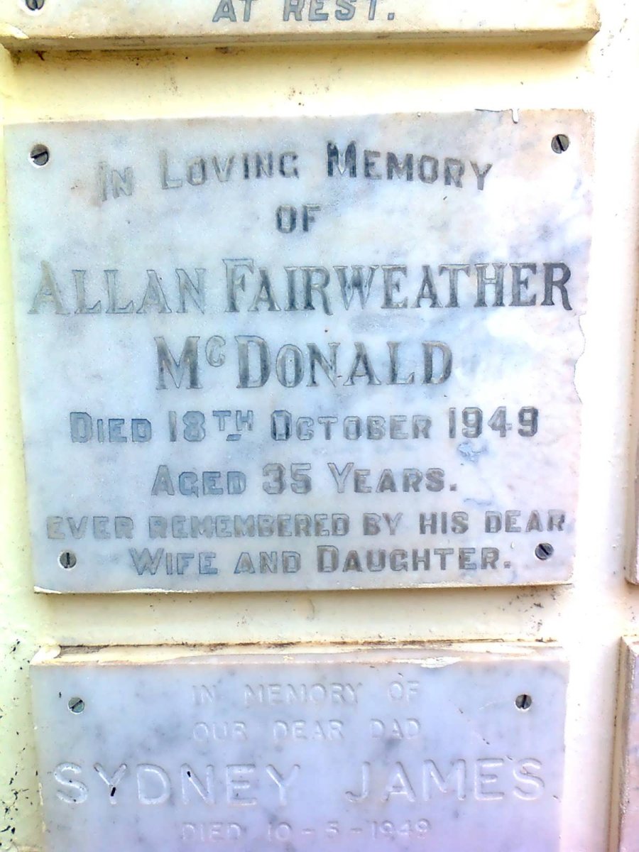 McDONALD Allan Fairweather -1949