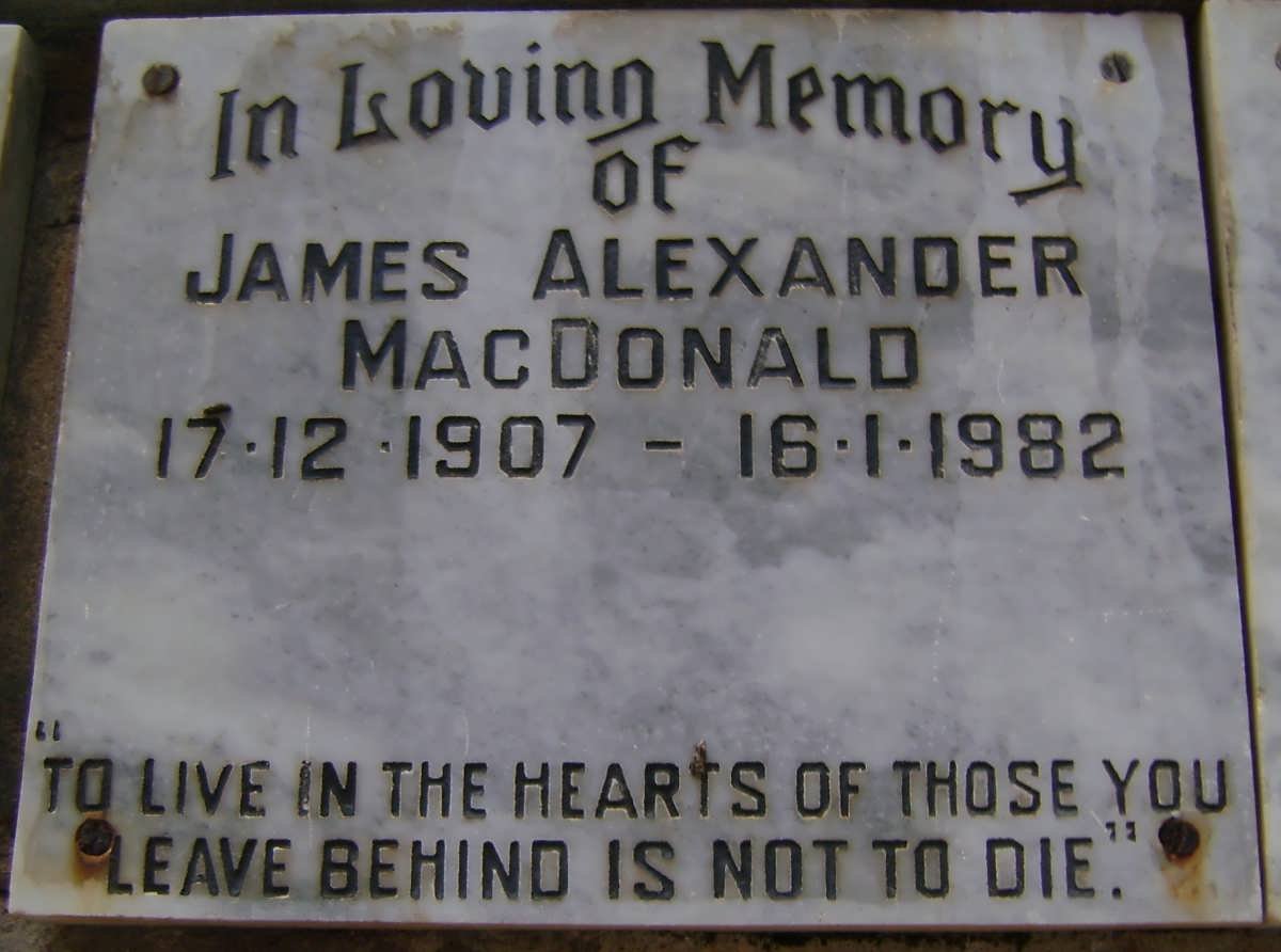McDONALD James Alexander 1907-1982