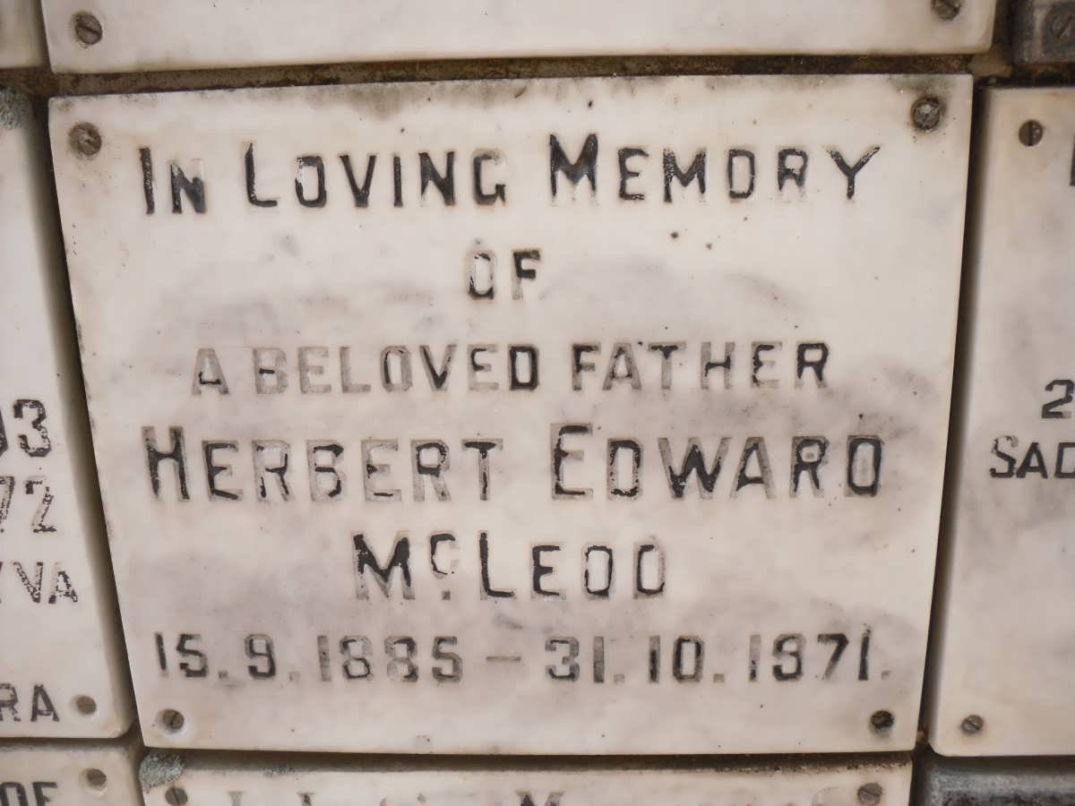 McLEOD Herbert Edward 1885-1971