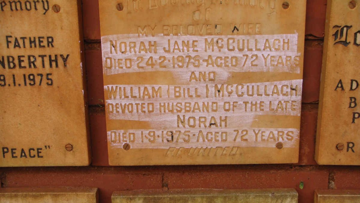McCULLAGH William -1975 &amp; Norah Jane -1975