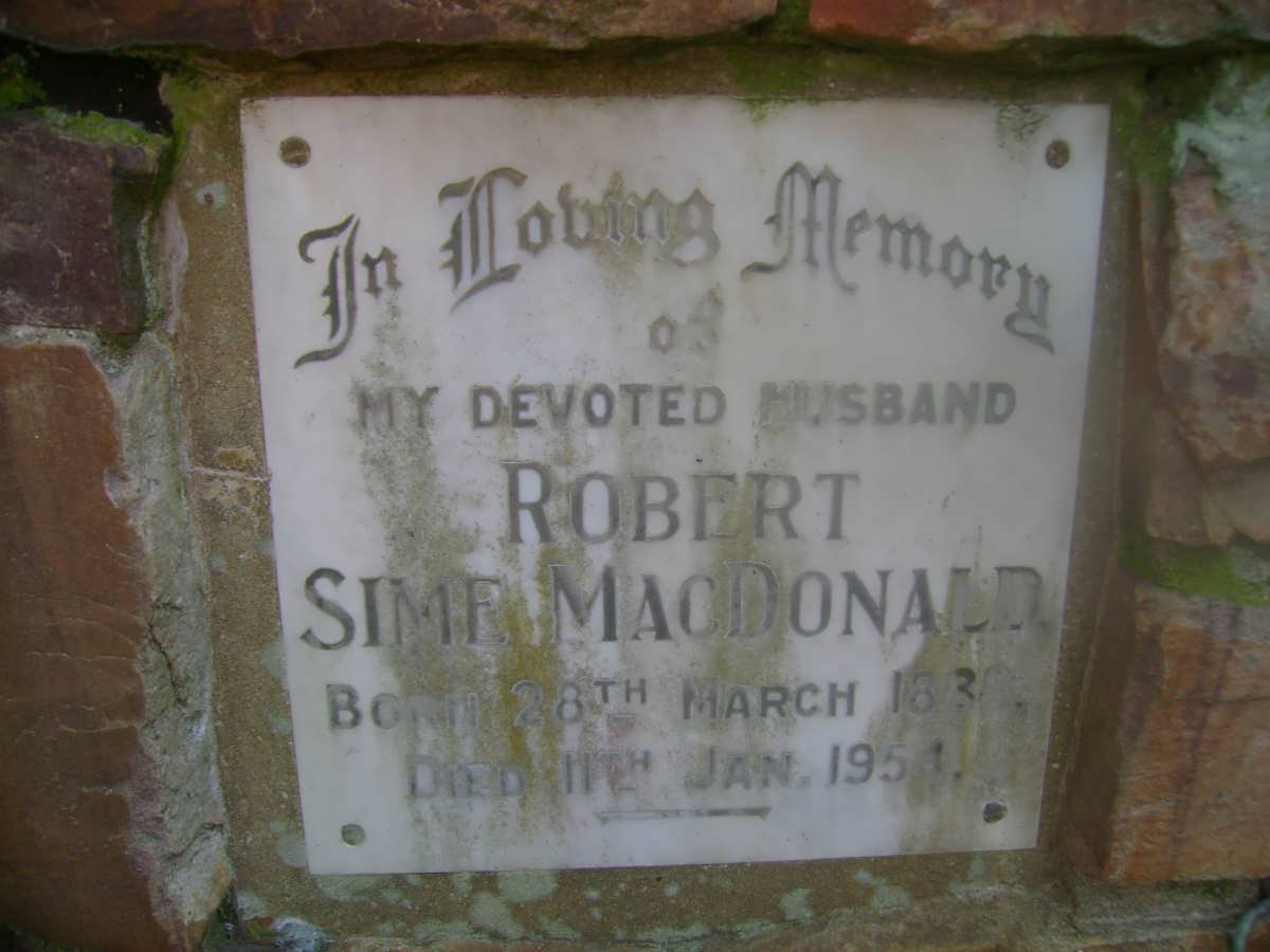 McDONALD Robert Sime 1988-1954