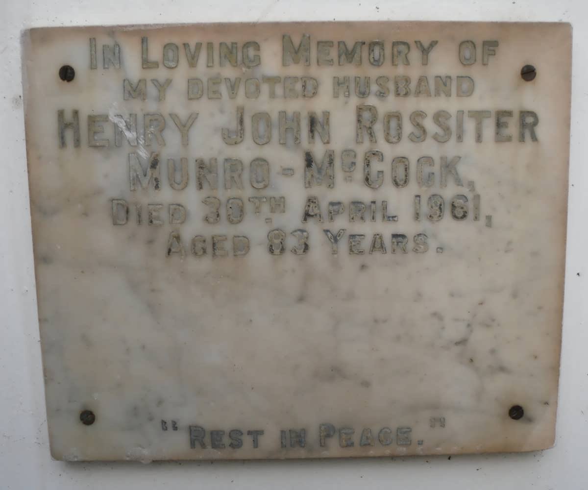 McCOCK Henry John Rossiter, Munro -1961 