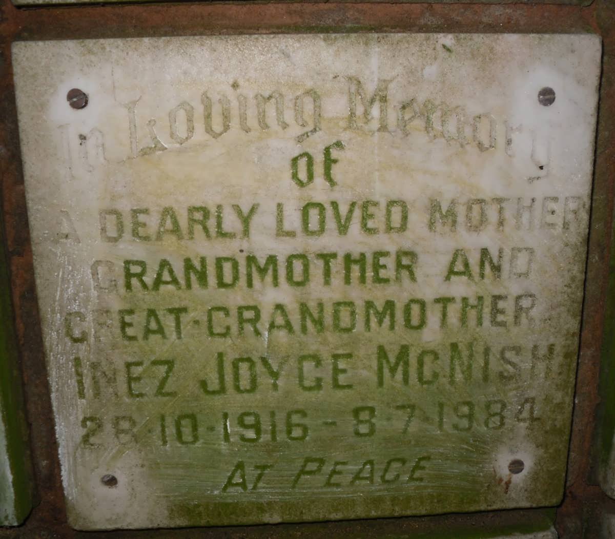 McNISH Inez Joyce 1916-1984