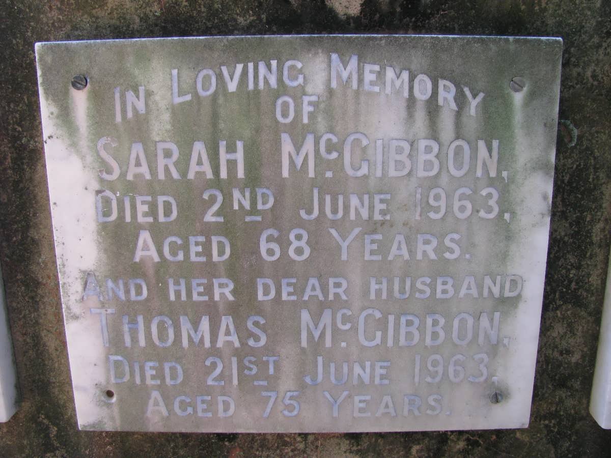 McGIBBON Thomas -1963 &amp; Sarah -1963