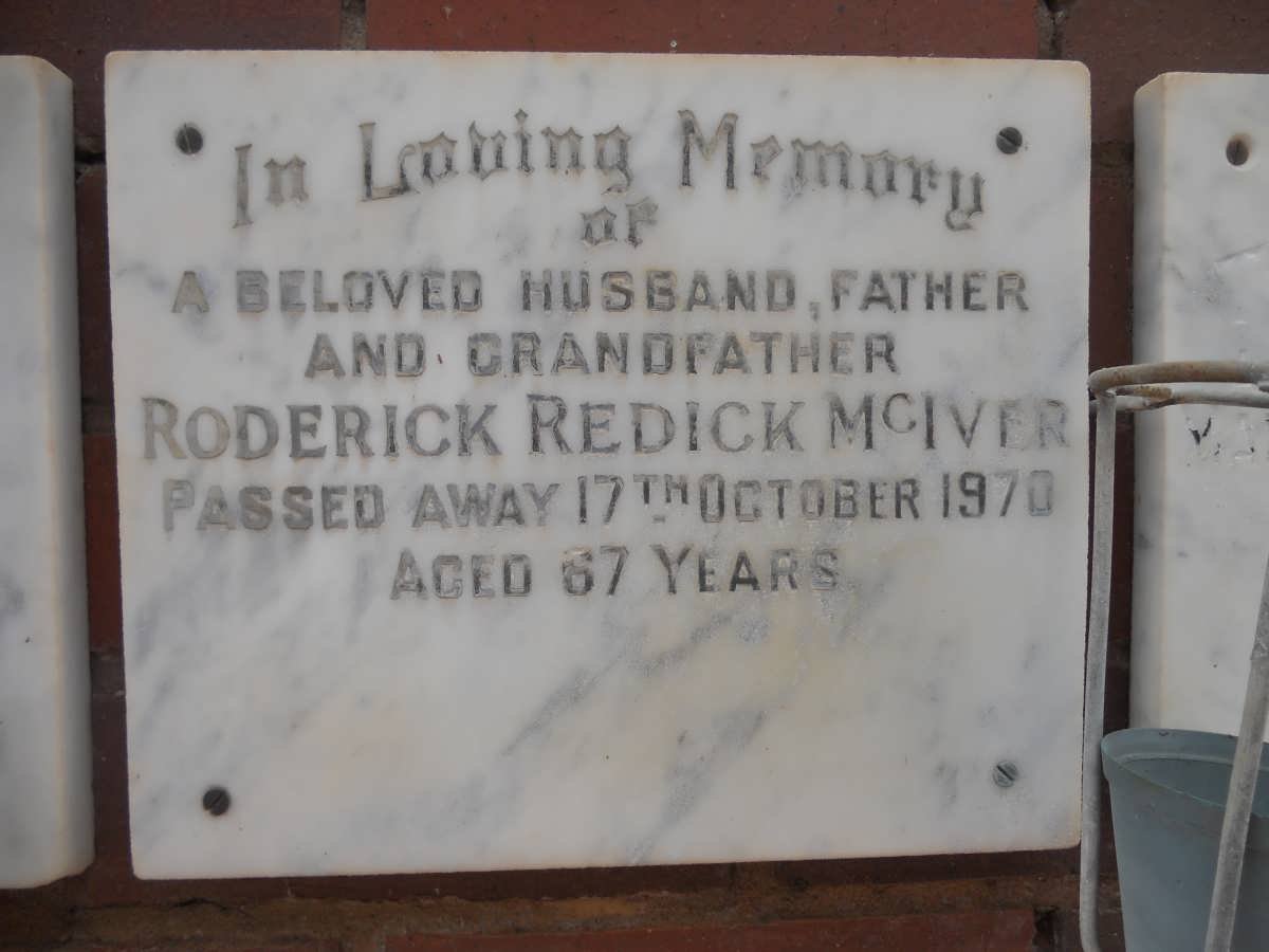 McIVER Roderick Redick -1970