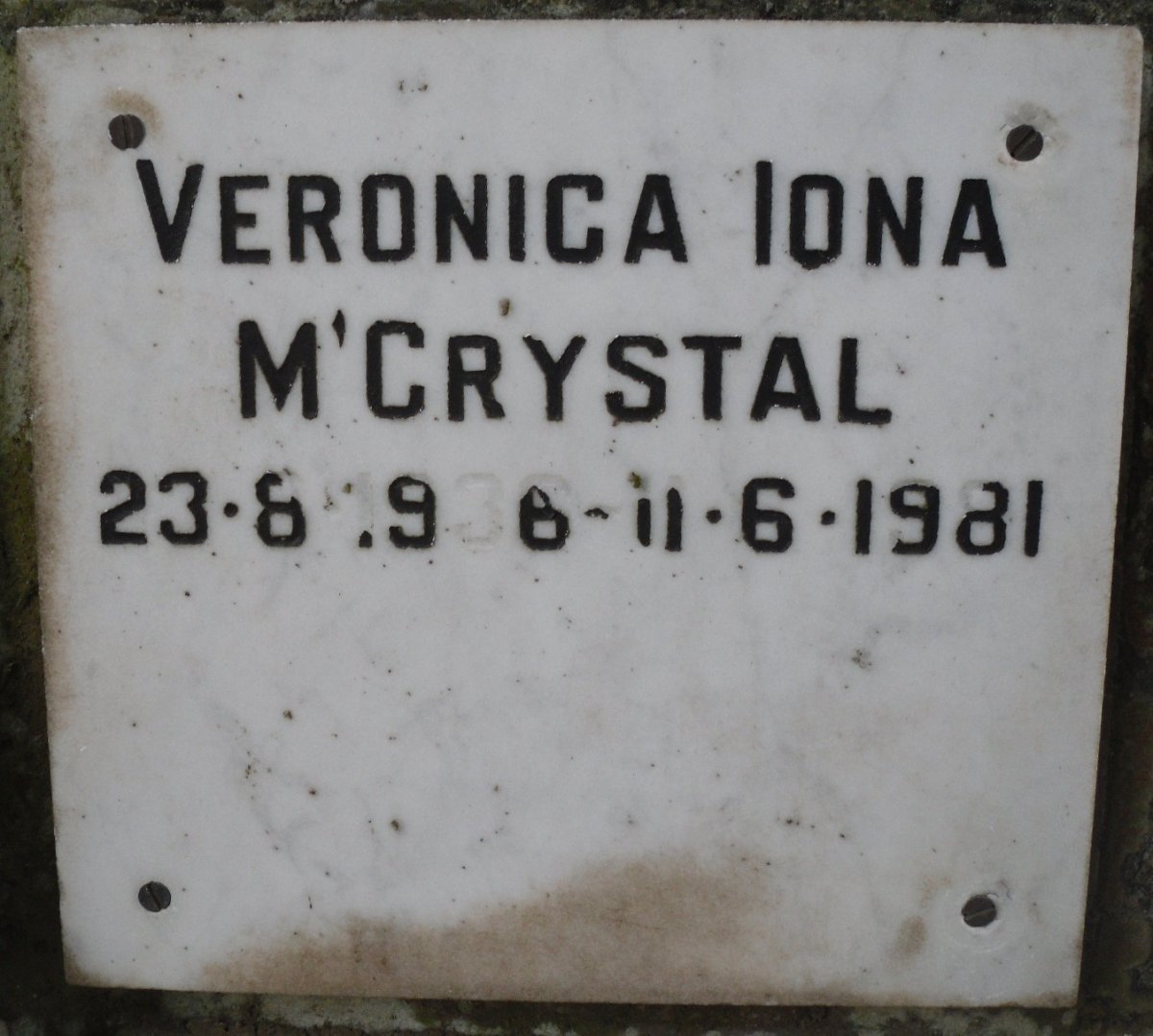 M'CRYSTAL Veronica Iona 1936-1981