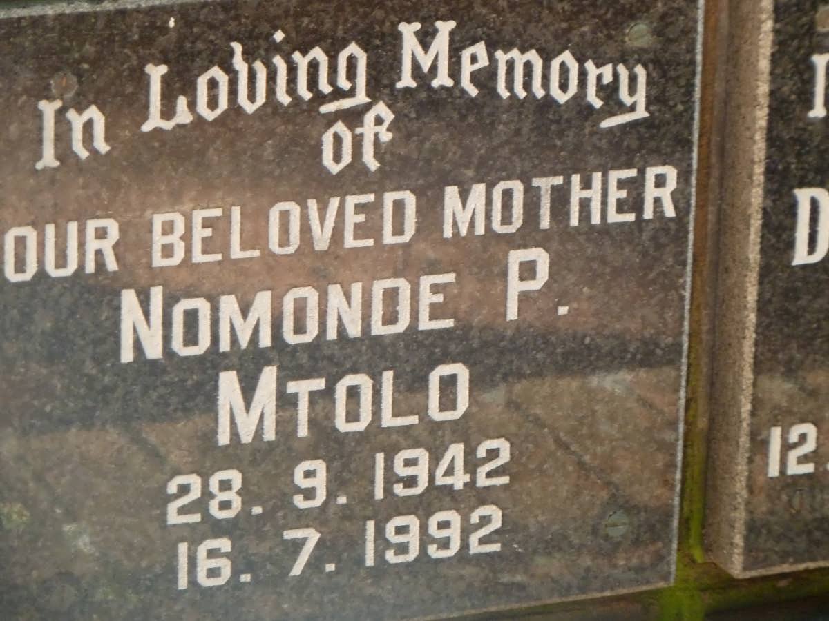 MTOLO Nomonde P. 1942-1992