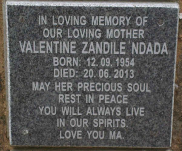 NDADA Valentine Zandile 1954-2013