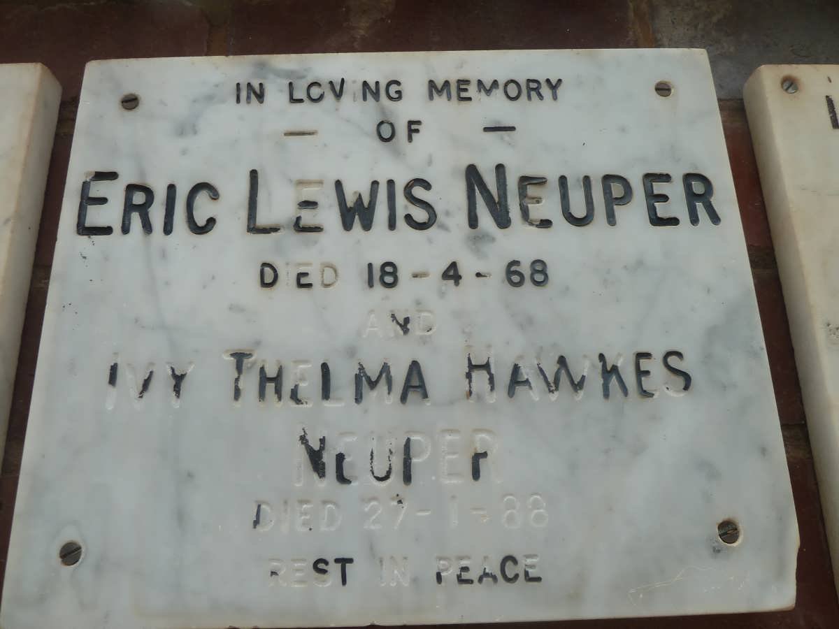NEUPER Eric Lewis -1968 &amp; Ivy Thelma Hawkes -1988