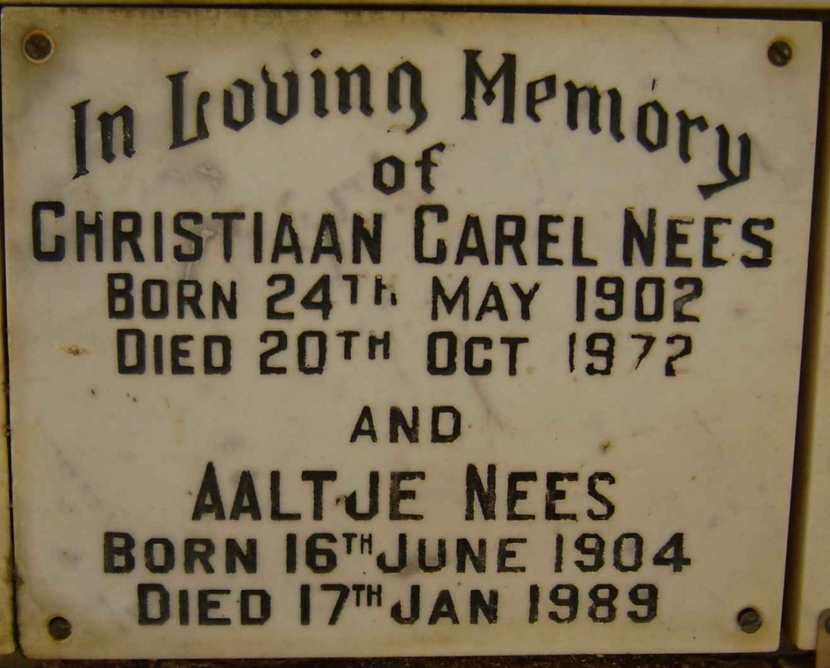 NEES Christiaan Carel 1902-1972 &amp; Aaltje 1904-1989