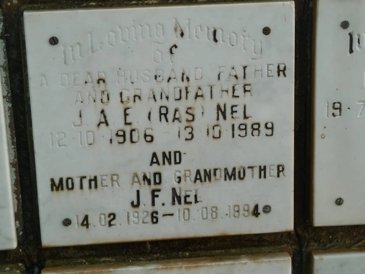 NEL J.A.E. 1906-1989 &amp; J.F. 1926-1994