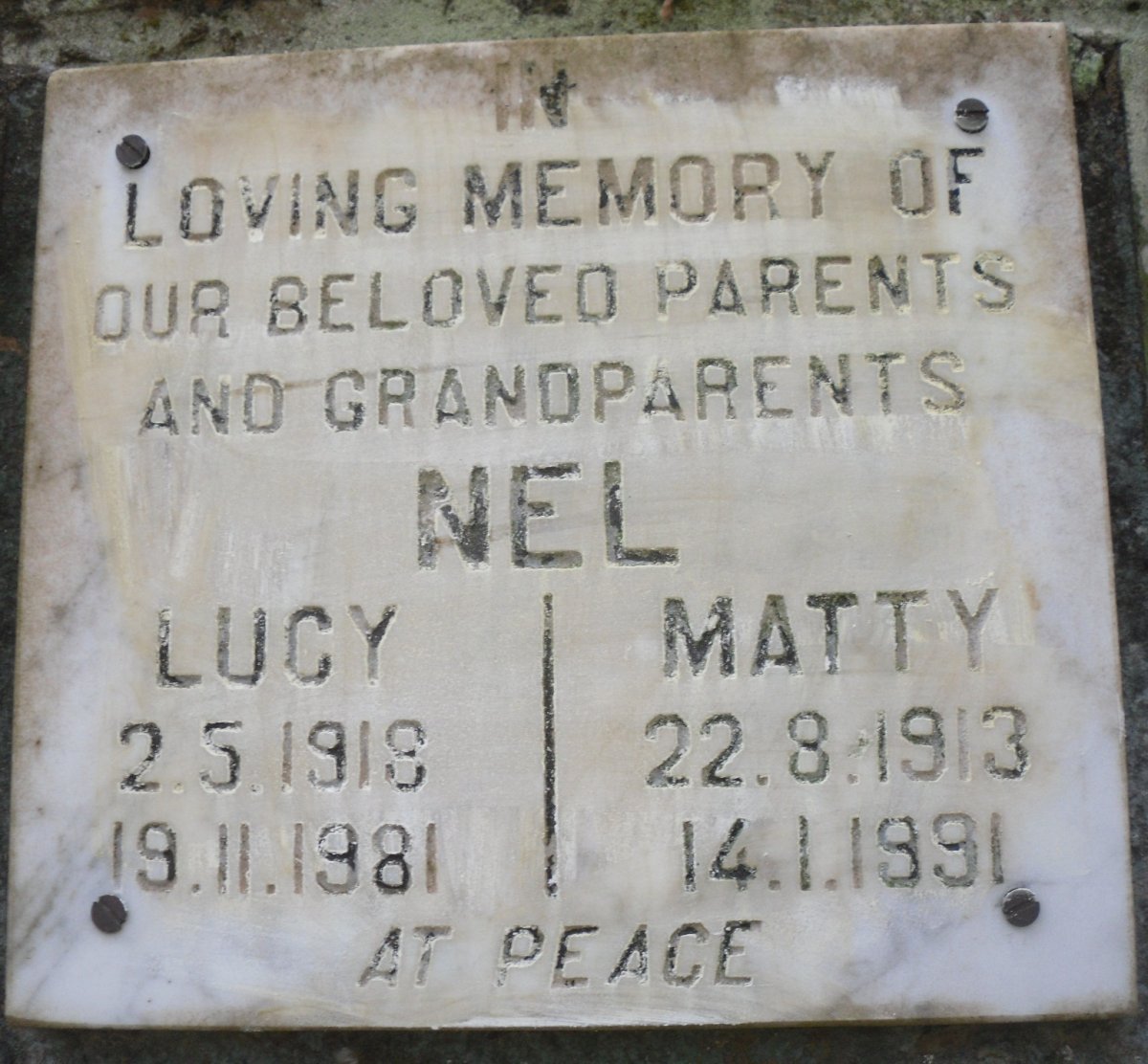 NEL Matty 1913-1991 &amp; Lucy 1918-1981