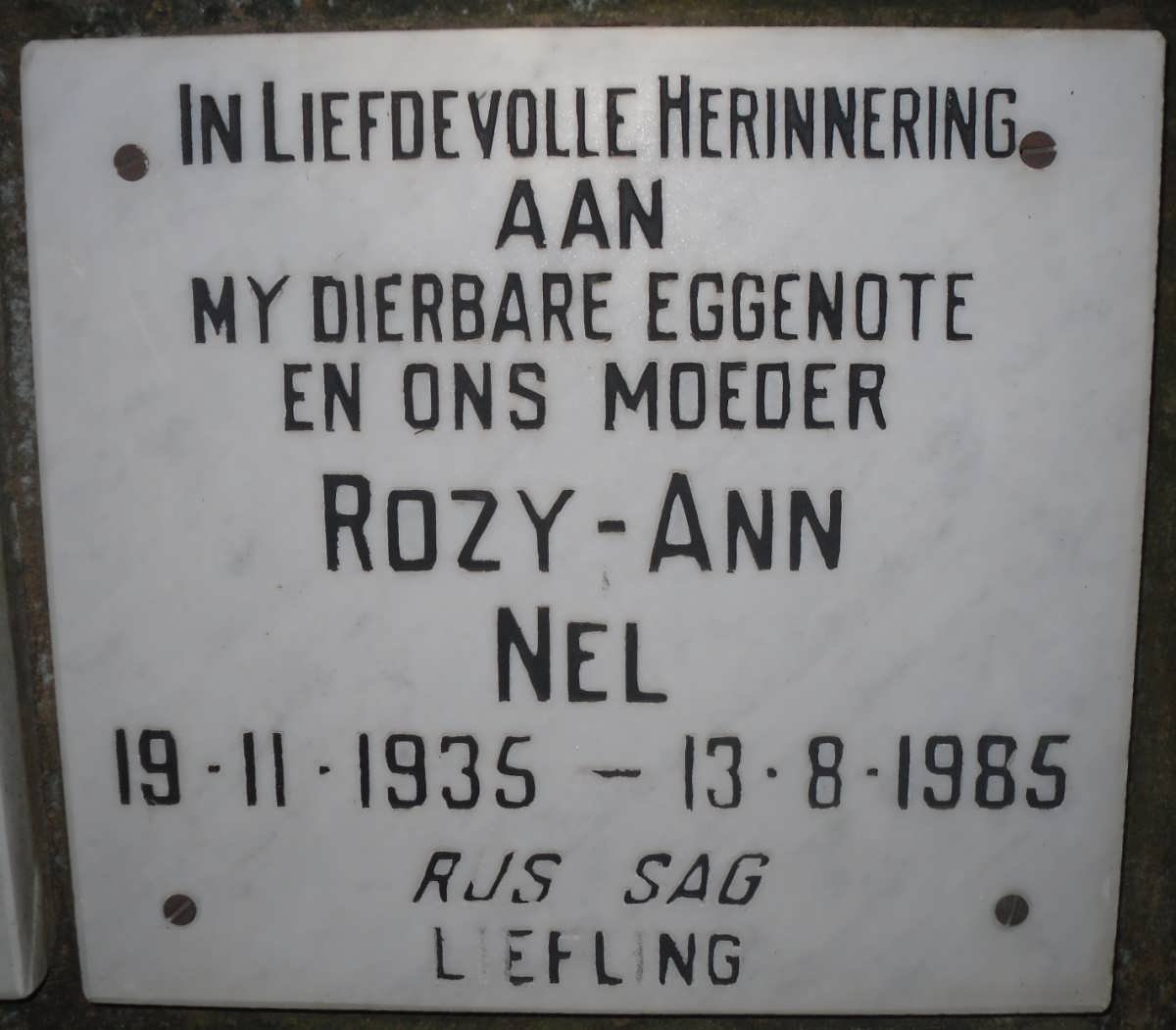 NEL Rozy-Ann 1935-1985