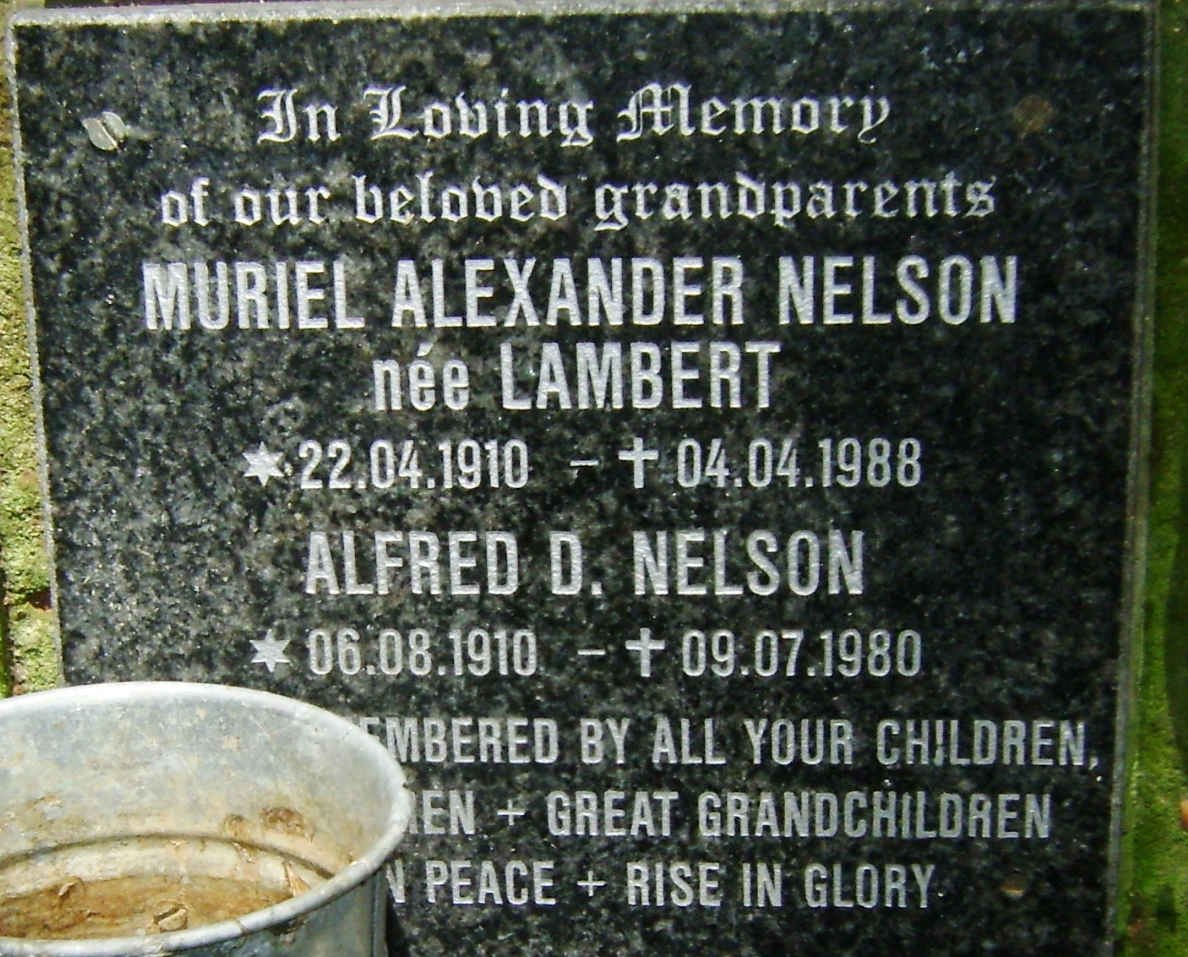 NELSON Alfred D. 1910-1980 &amp; Muriel Alexander LAMBERT 1910-1988