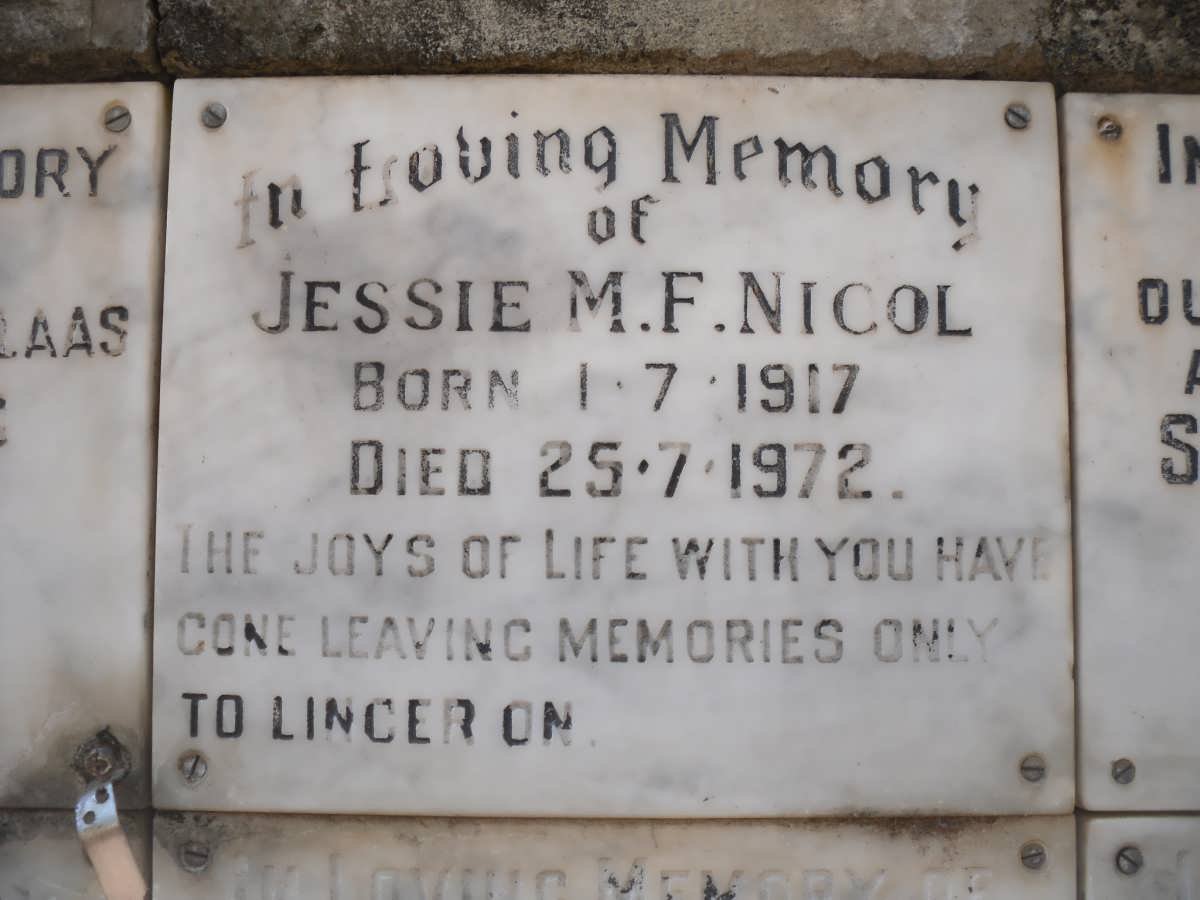 NICOL Jessie M.F. 1917-1972