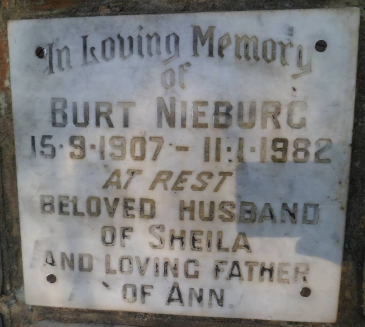 NIEBURG Burt 1907-1982