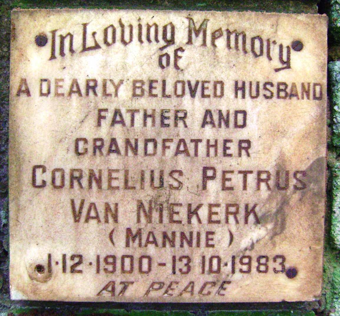 NIEKERK Cornelius Petrus, van 1900-1983