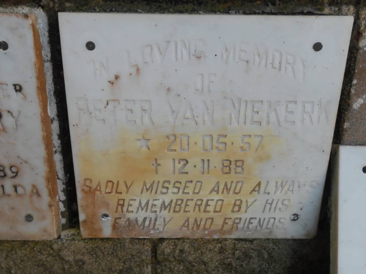 NIEKERK Peter, van 1957-1988