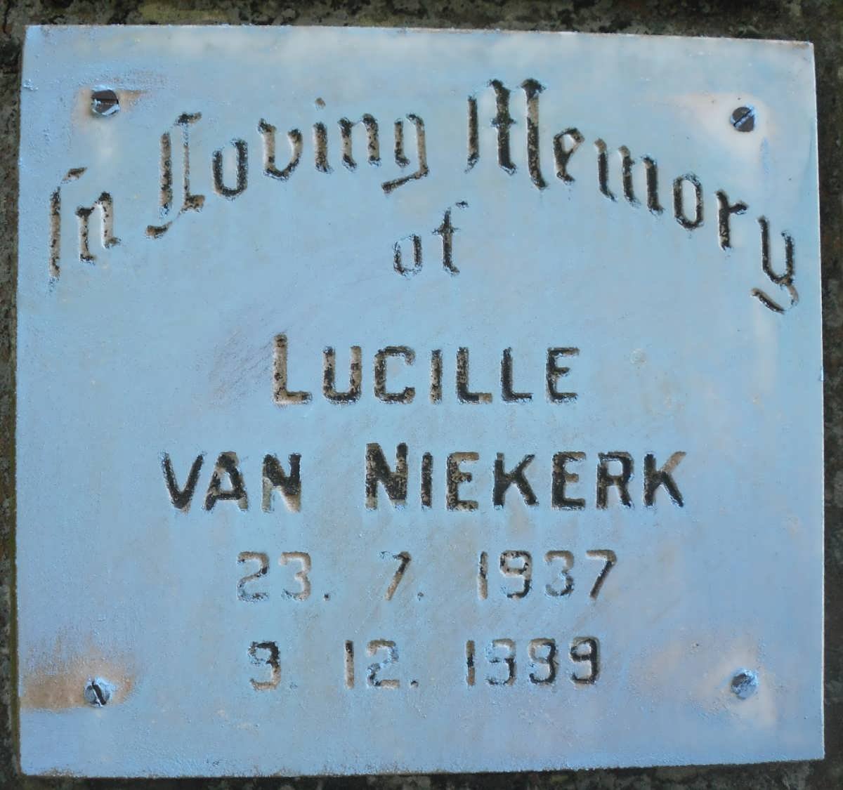 NIEKERK Lucille, van 1937-1989