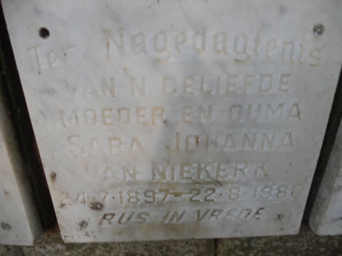 NIEKERK Sara Johanna, van 1897-1980