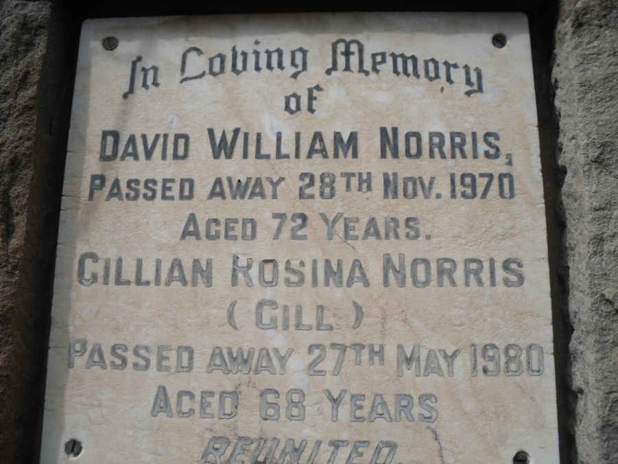 NORRIS David William -1970 &amp; Gillian Rosina -1980