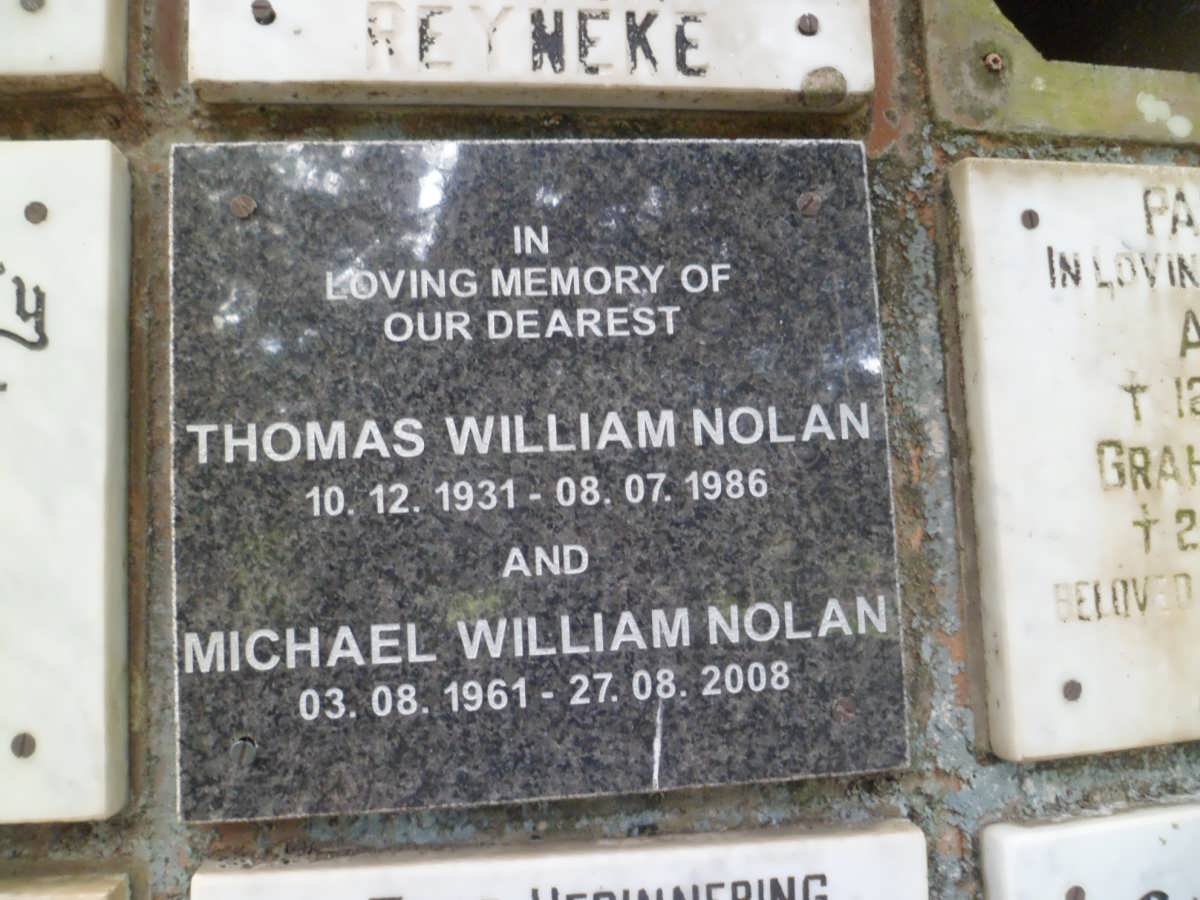 NOLAN Thomas William 1931-1986 :: NOLAN Michael William 1961-2008