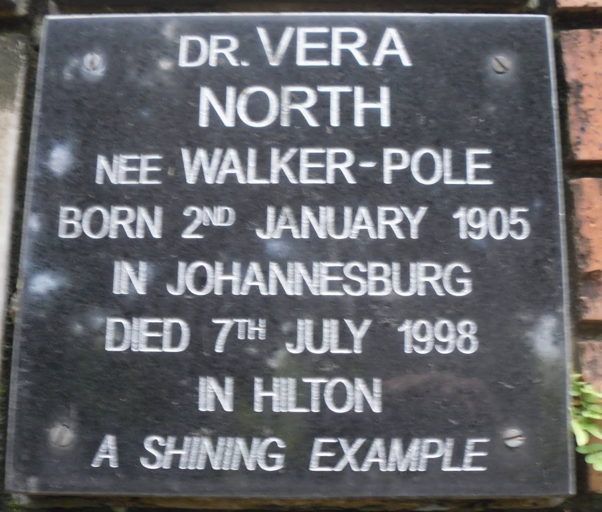 NORTH Vera nee WALKER-POLE 1905-1998
