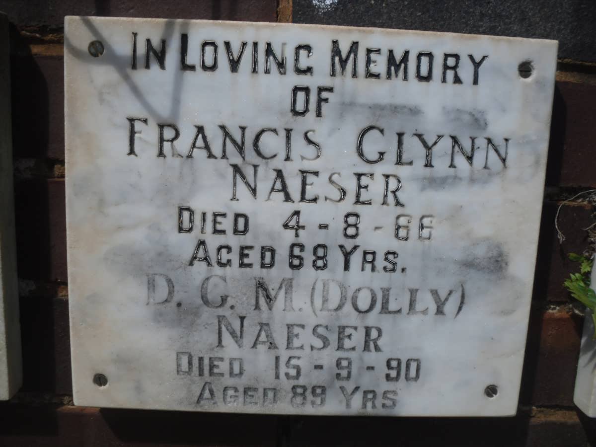 NAESER Francis Glynn -1966 &amp; D.G.M. -1990