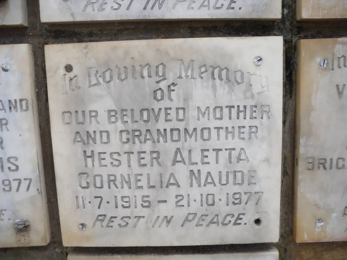 NAUDE Hester Aletta Cornelia 1915-1977