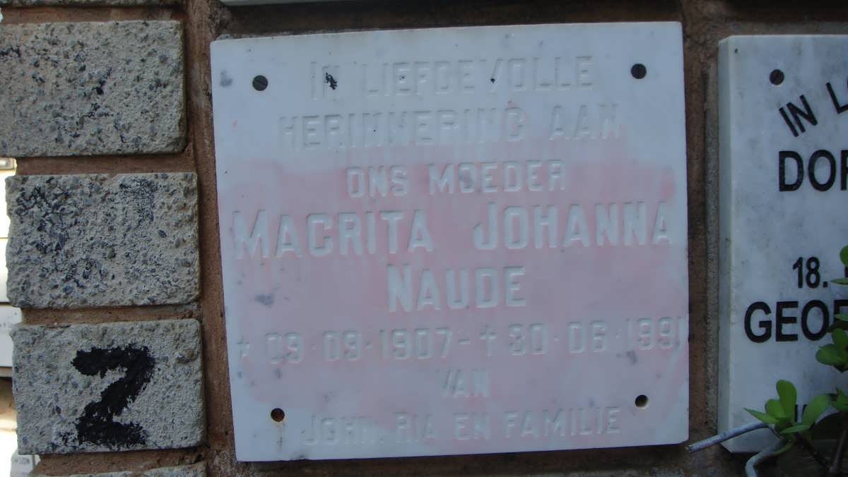 NAUDE Magrita Johanna  1907-1991