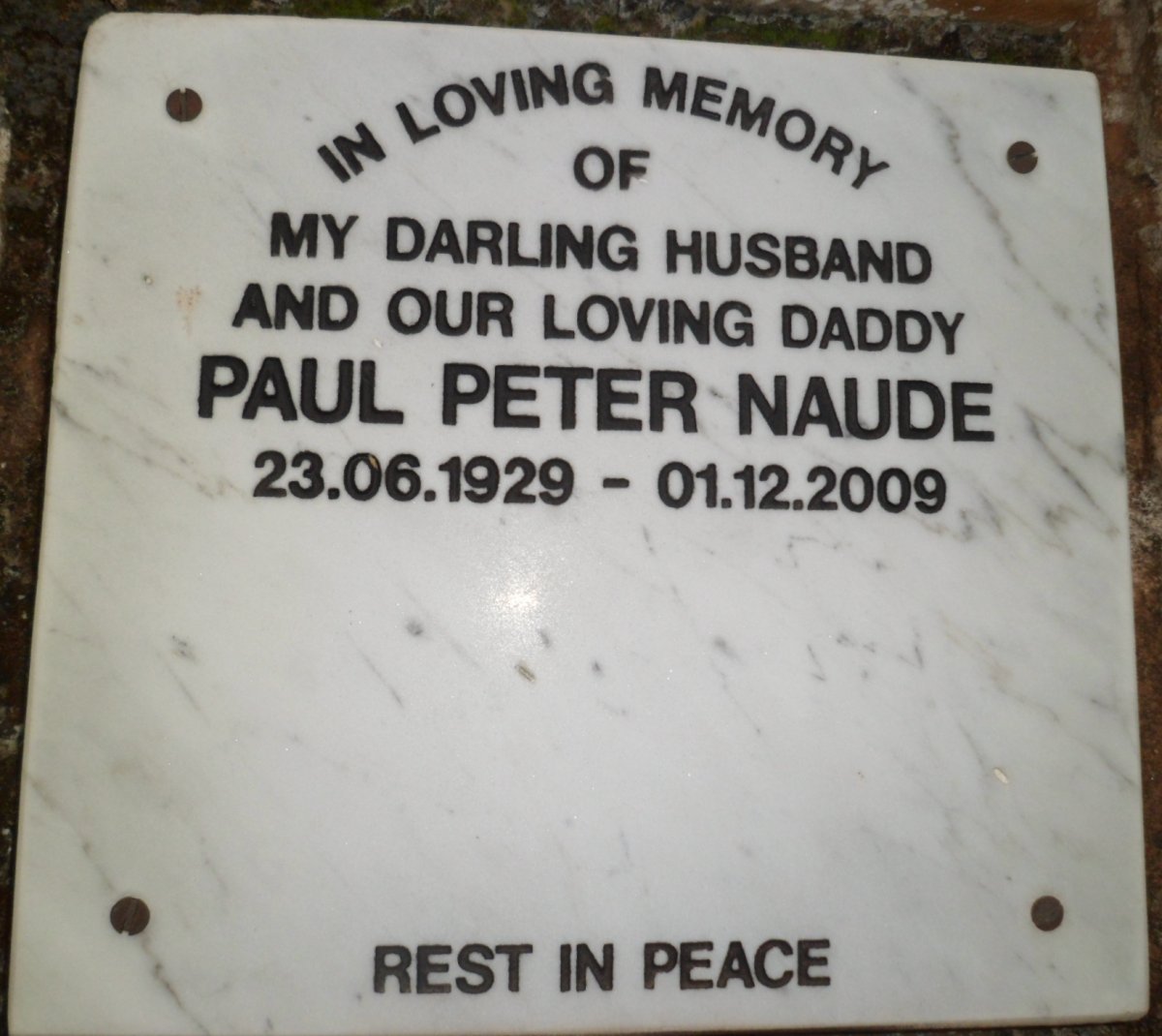 NAUDE Paul Peter 1929-2009