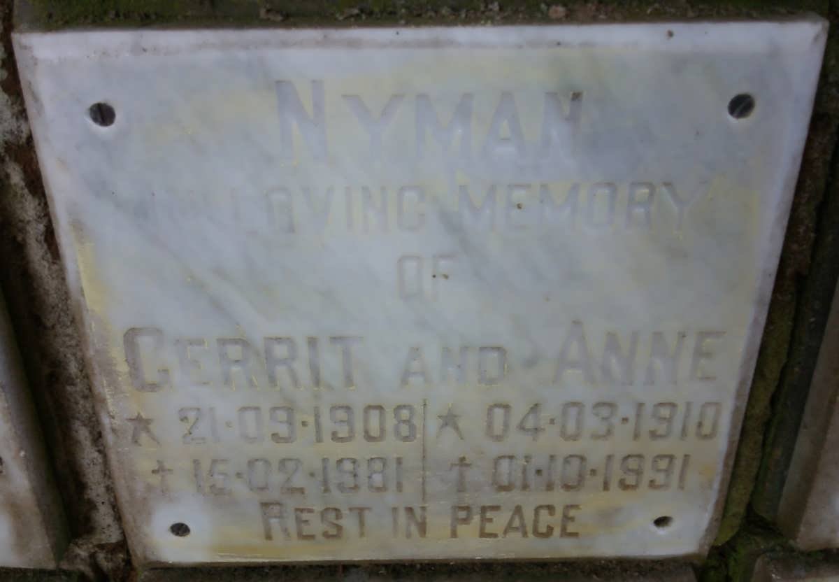 NYMAN Gerrit 1908-1981 &amp; Anne 1910-1991