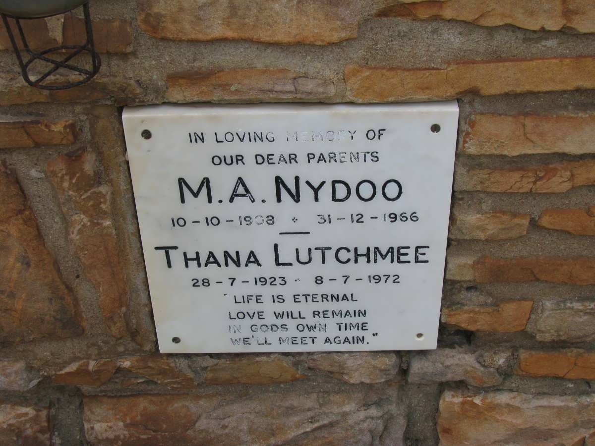 NYDOO M.A. 1908-1966 &amp; Thana Lutchmea 1923-1972