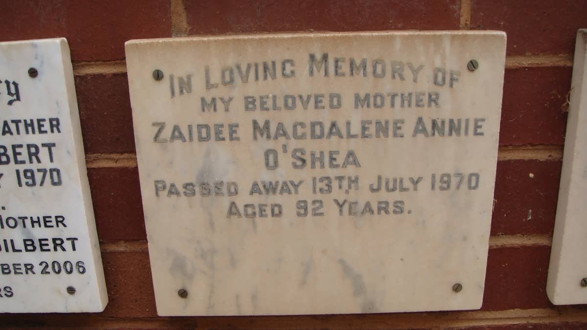 O'SHEA Zaidee Magdalene Annie -1970