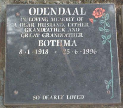 ODENDAAL Bothma 1918-1996