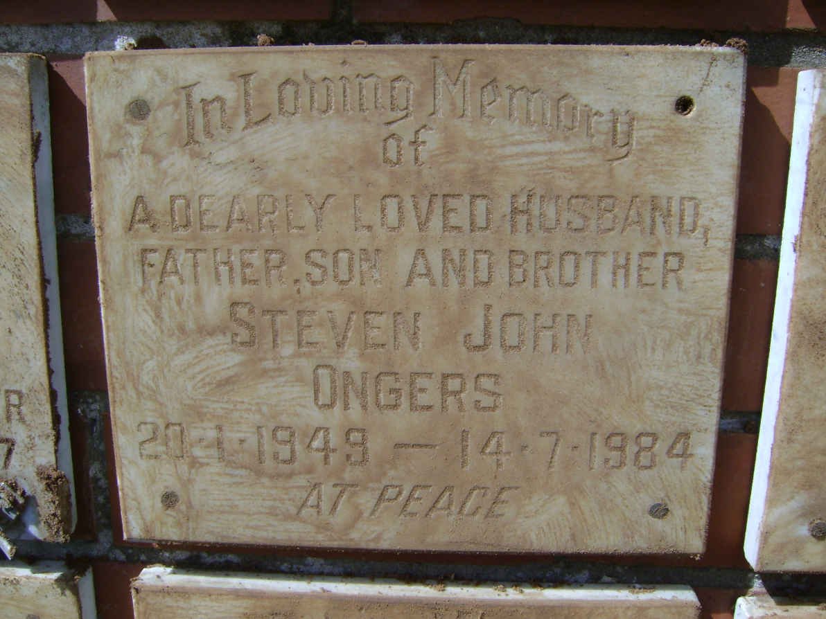 ONGERS Steven John 1949-1984