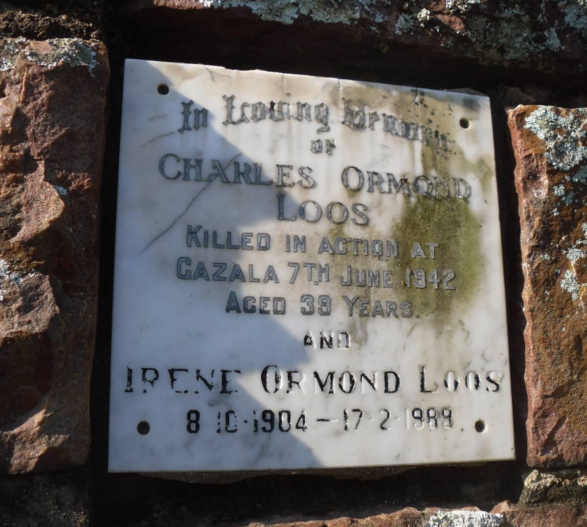 ORMOND LOOS Charles -1942 &amp; Irene 1904-1989