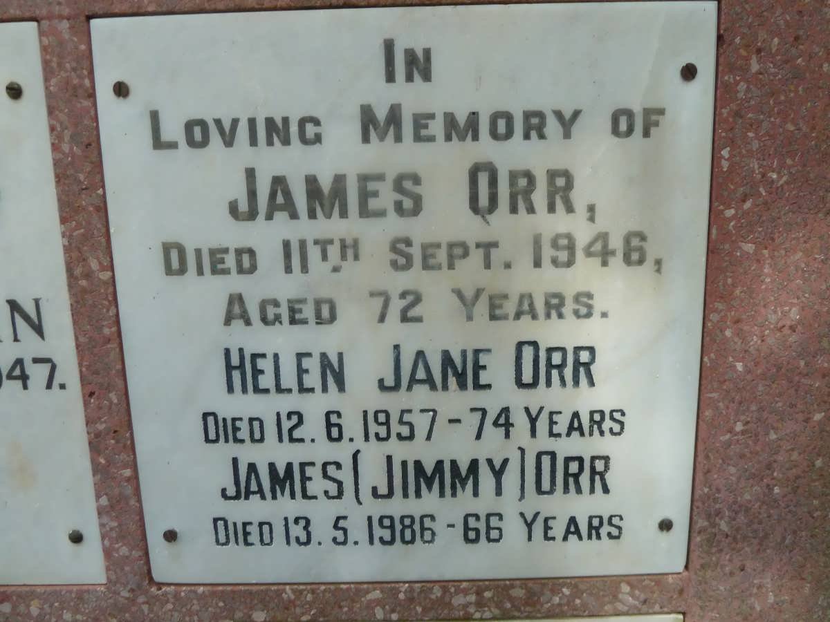 ORR James -1946 &amp; Helen Jane -1957 :: ORR James -1986