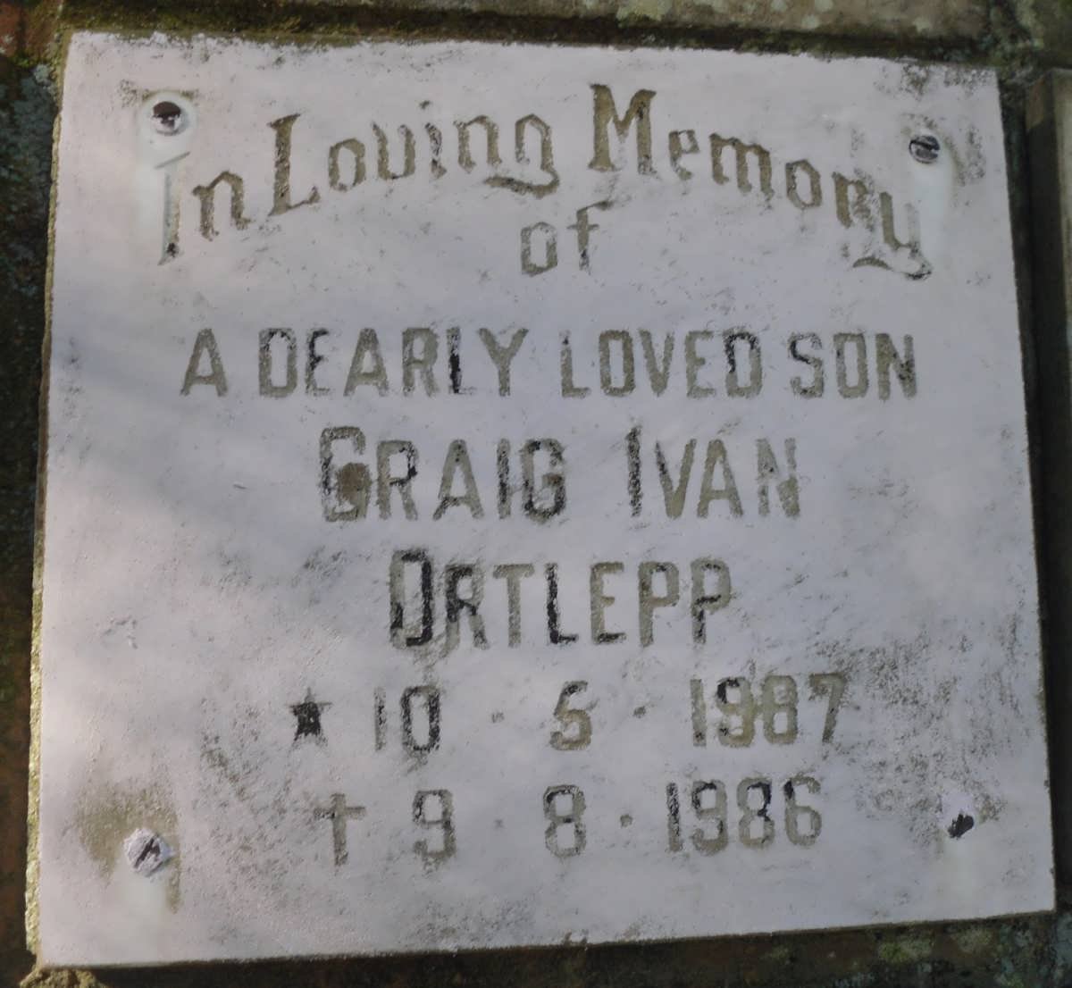 ORTLEPP Craig Ivan 1967-1986
