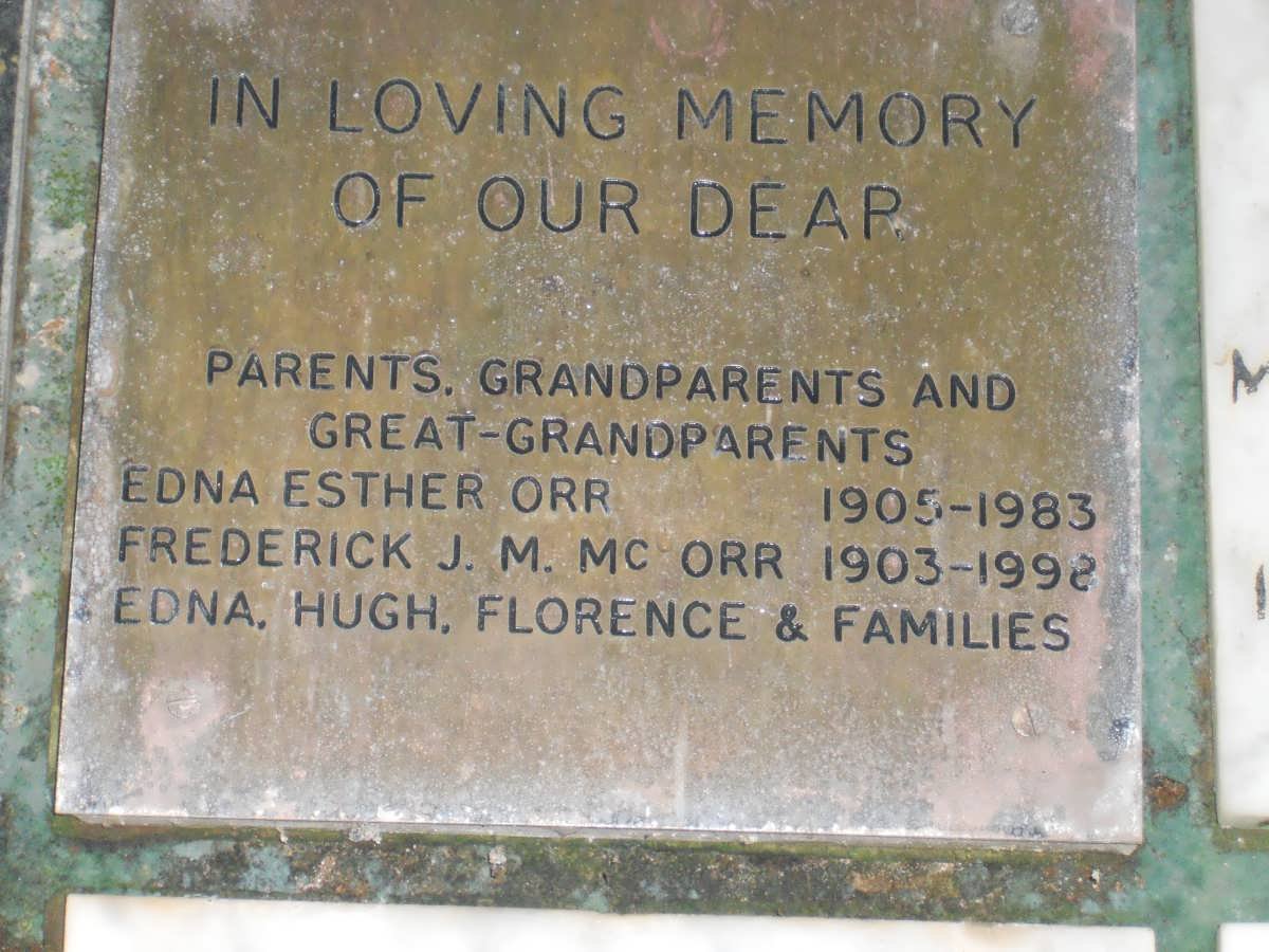 ORR Frederick J.M.Mc 1903-1998 &amp; Edna Esther 1905-1983