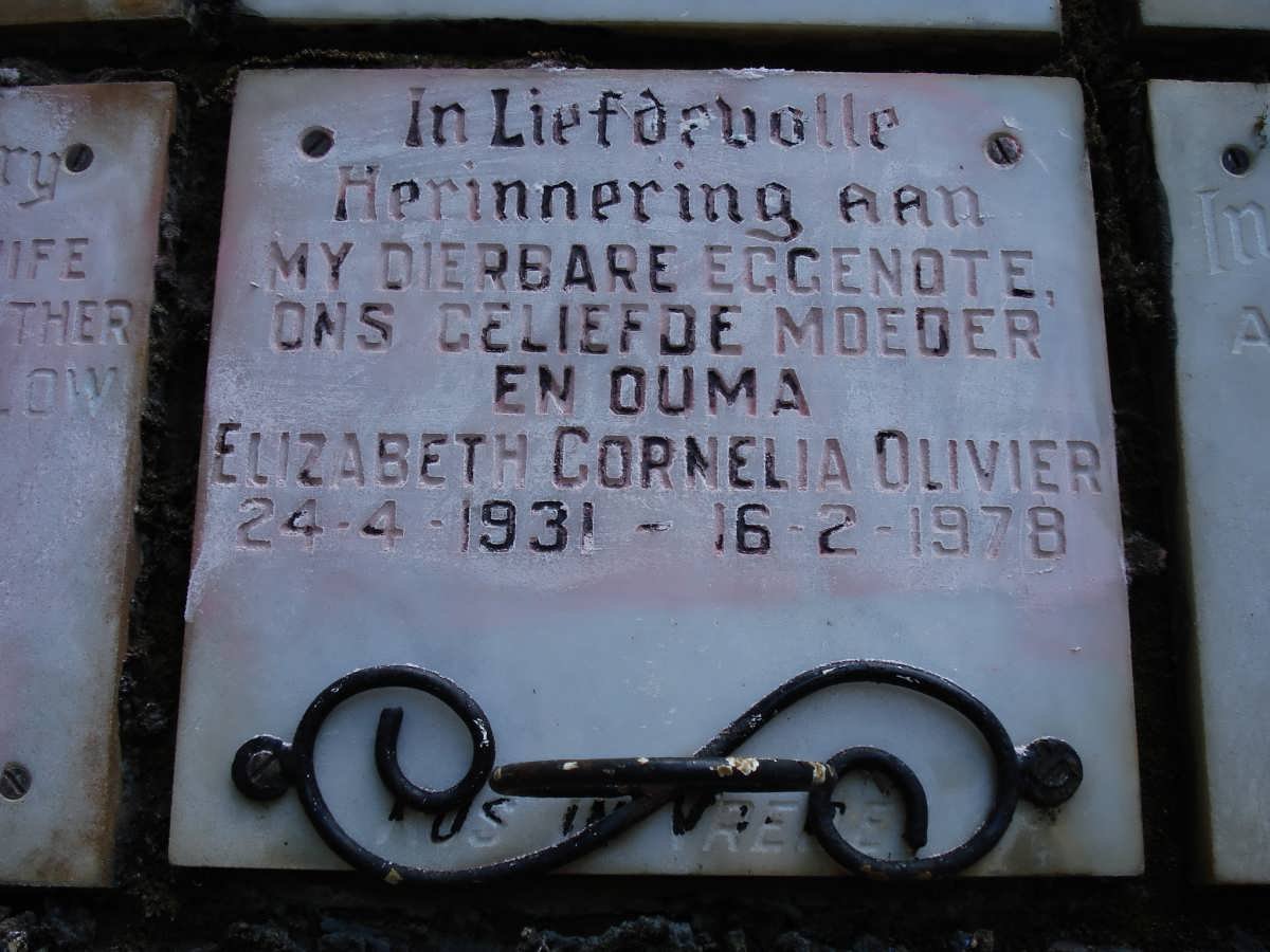 OLIVIER Elizabeth Cornelia 1931-1978