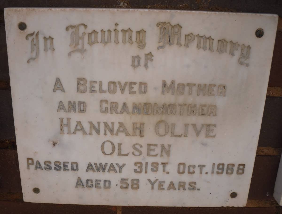 OLSEN Hannah Olive -1968