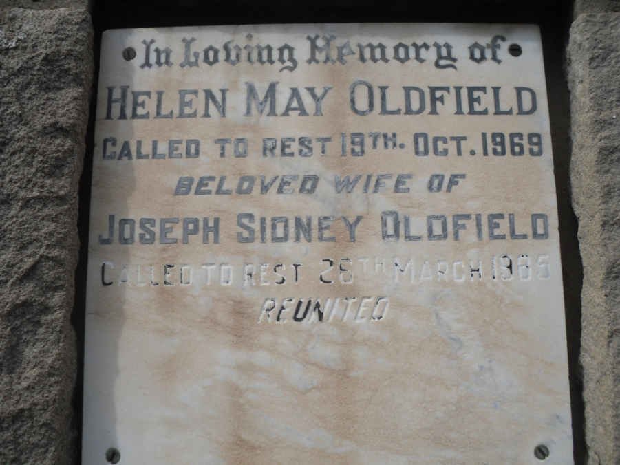 OLDFIELD Joseph Sidney -1985 &amp; Helen May -1969